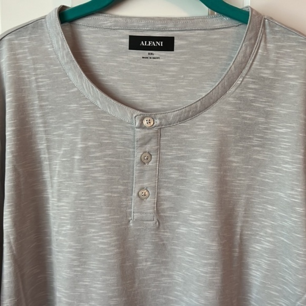 NWT ALFANI Solid Henley Mens 2XL Bright White - Picture 2 of 8